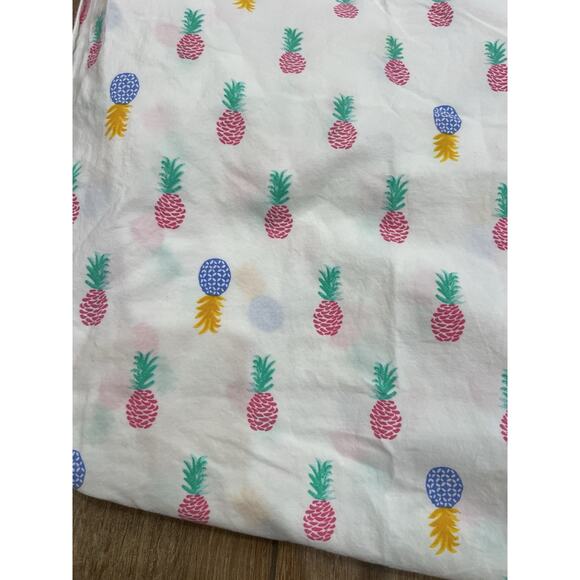 Martha Stewart Colorful Pineapple Design Queen Flat White Sheet Cotton Hawaii - Picture 8 of 9